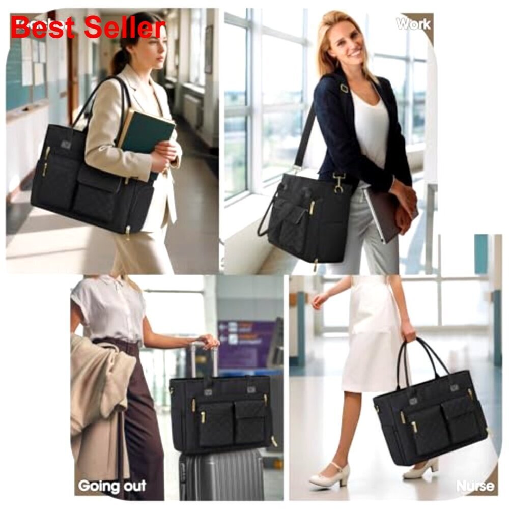 Insulated Lunch Tote Bag with 15.6" Laptop Compartment, Water-Resistant Work Bag - Picture 2 of 7